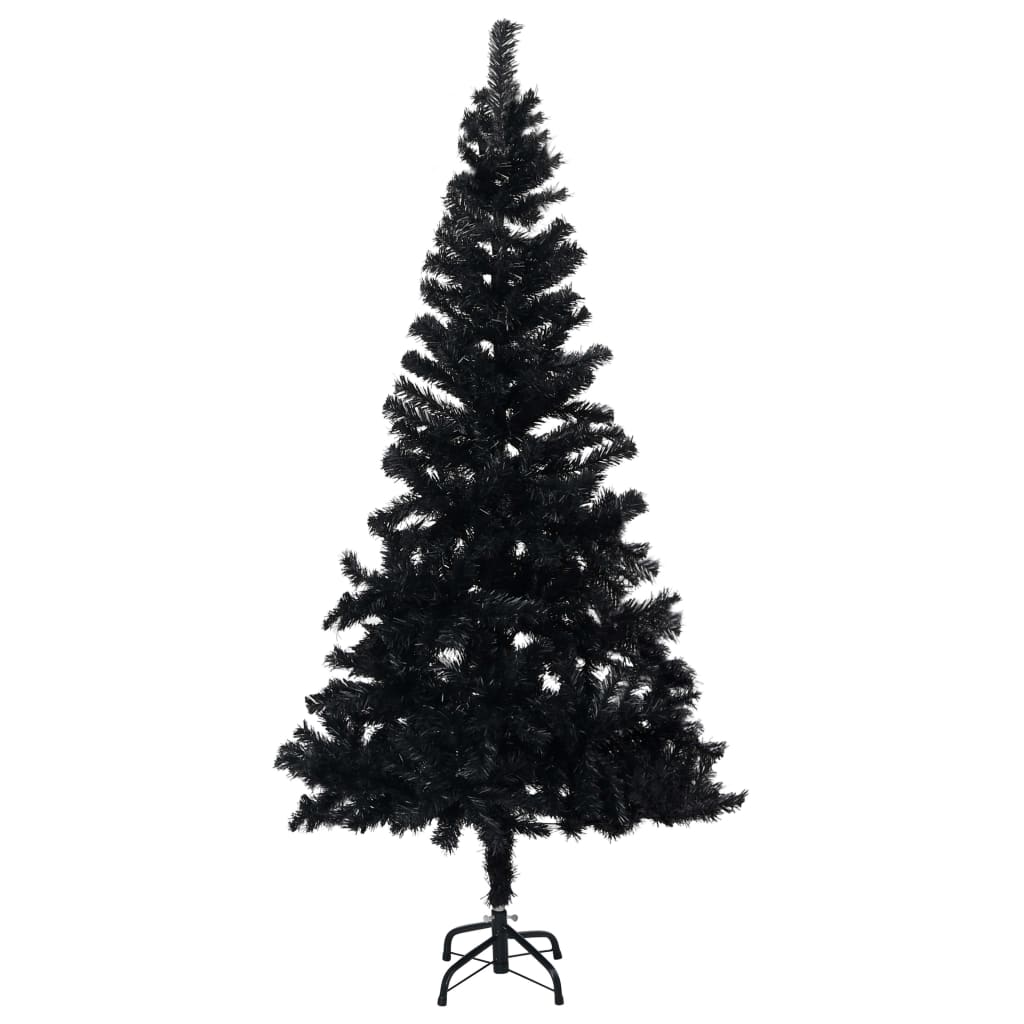 Artificial Pre-lit Christmas Tree with Stand Black 150 cm PVC