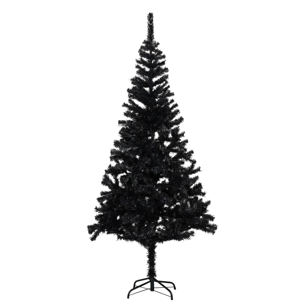 Artificial Pre-lit Christmas Tree with Stand Black 180 cm PVC