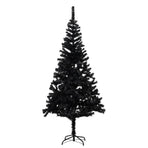 Artificial Pre-lit Christmas Tree with Stand Black 180 cm PVC
