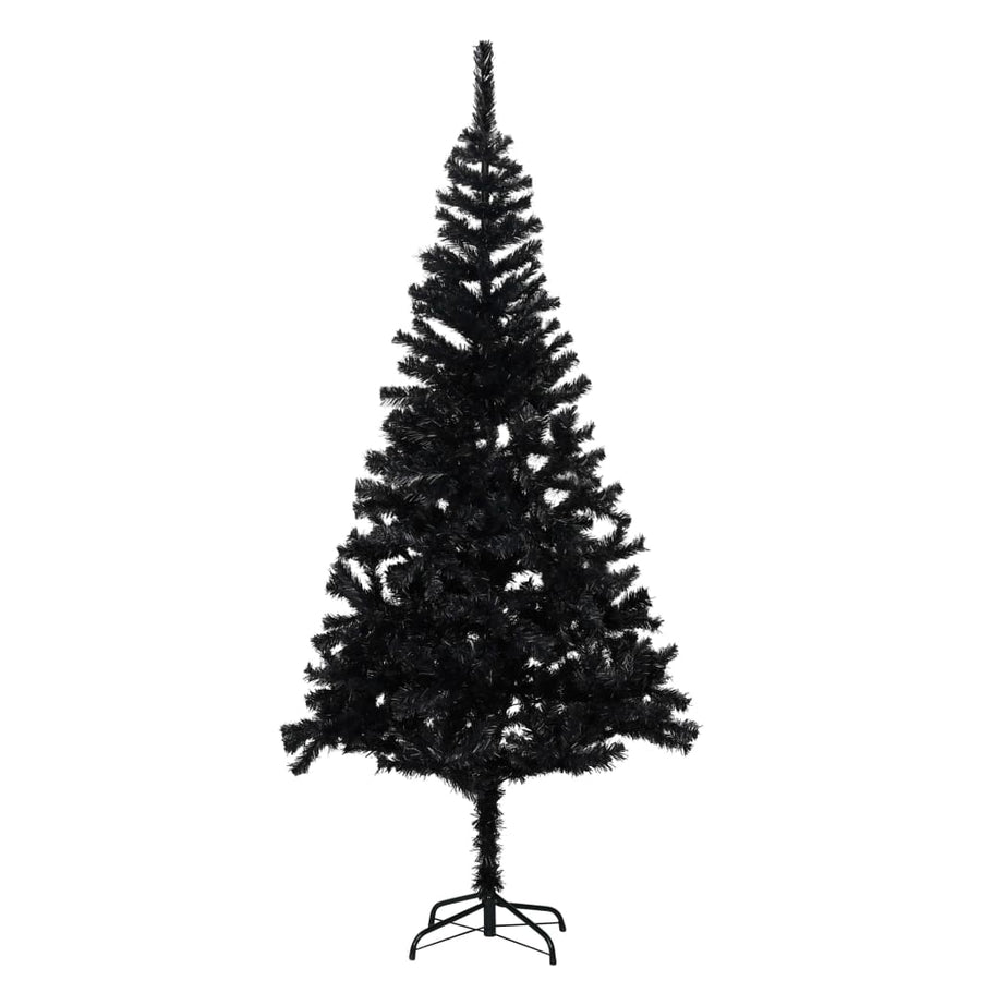 Artificial Pre-lit Christmas Tree with Stand Black 180 cm PVC