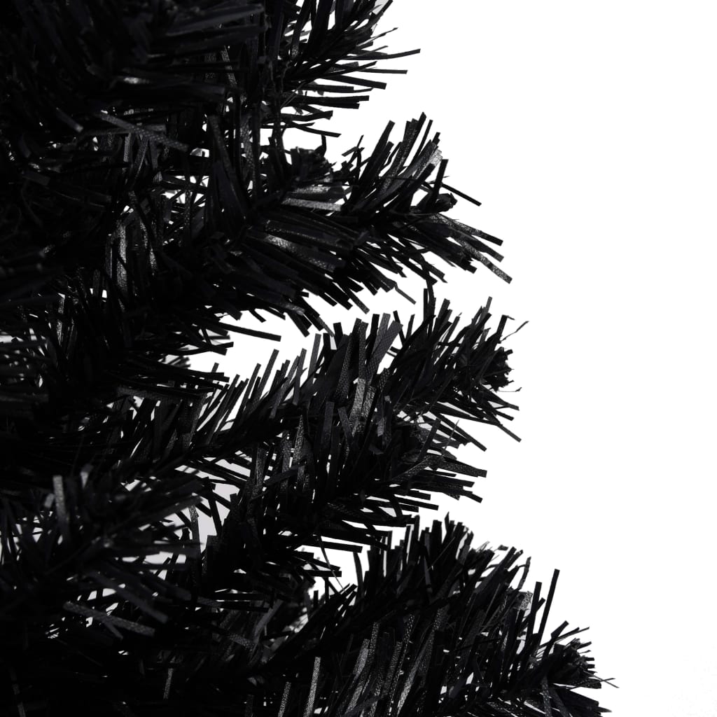 Artificial Pre-lit Christmas Tree with Stand Black 180 cm PVC