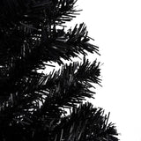 Artificial Pre-lit Christmas Tree with Stand Black 180 cm PVC - Side View