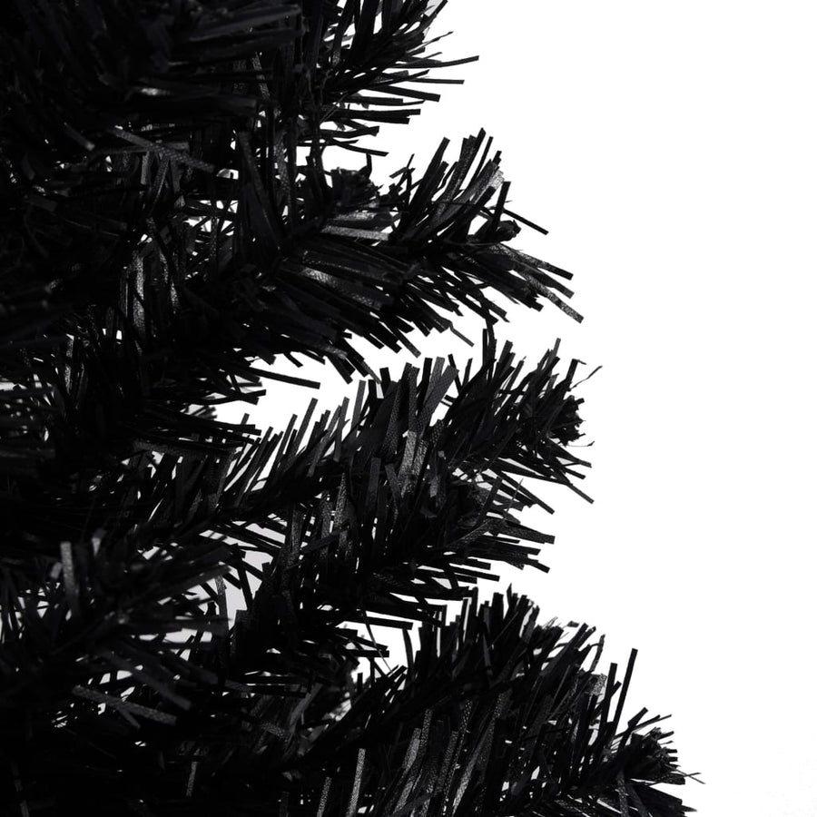 Artificial Pre-lit Christmas Tree with Stand Black 180 cm PVC