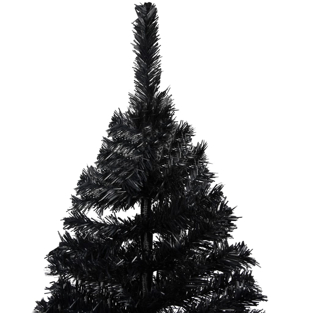Artificial Pre-lit Christmas Tree with Stand Black 180 cm PVC