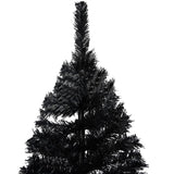 Artificial Pre-lit Christmas Tree with Stand Black 180 cm PVC - Top-Down View