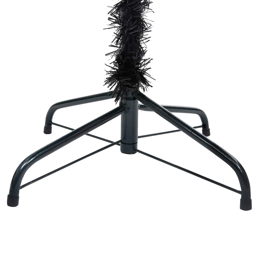 Artificial Pre-lit Christmas Tree with Stand Black 180 cm PVC