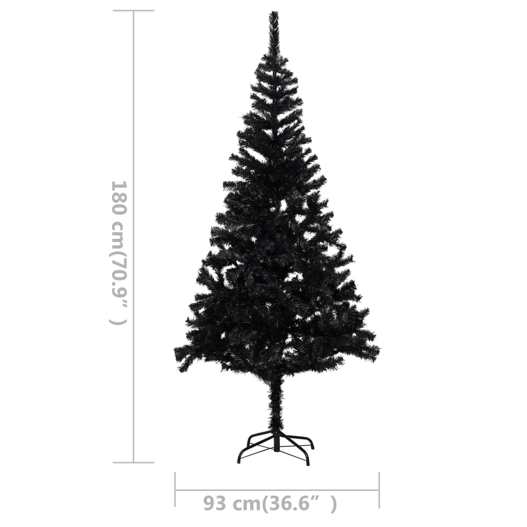 Artificial Pre-lit Christmas Tree with Stand Black 180 cm PVC