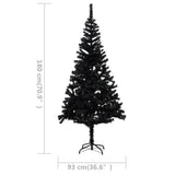 Artificial Pre-lit Christmas Tree with Stand Black 180 cm PVC