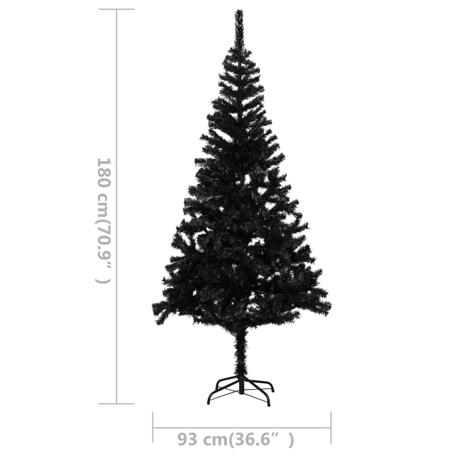 Artificial Pre-lit Christmas Tree with Stand Black 180 cm PVC