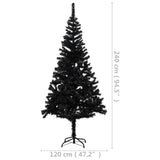 Artificial Pre-lit Christmas Tree with Stand Black 240 cm PVC - Close-Up Angle
