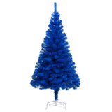 Artificial Pre-lit Christmas Tree with Stand Blue 150 cm PVC - Front View