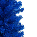 Artificial Pre-lit Christmas Tree with Stand Blue 150 cm PVC - 45-Degree Angle