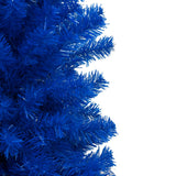 Artificial Pre-lit Christmas Tree with Stand Blue 180 cm PVC - Top-Down View