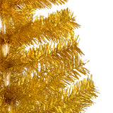 Artificial Pre-lit Christmas Tree with Stand Gold 150 cm PET - Side View