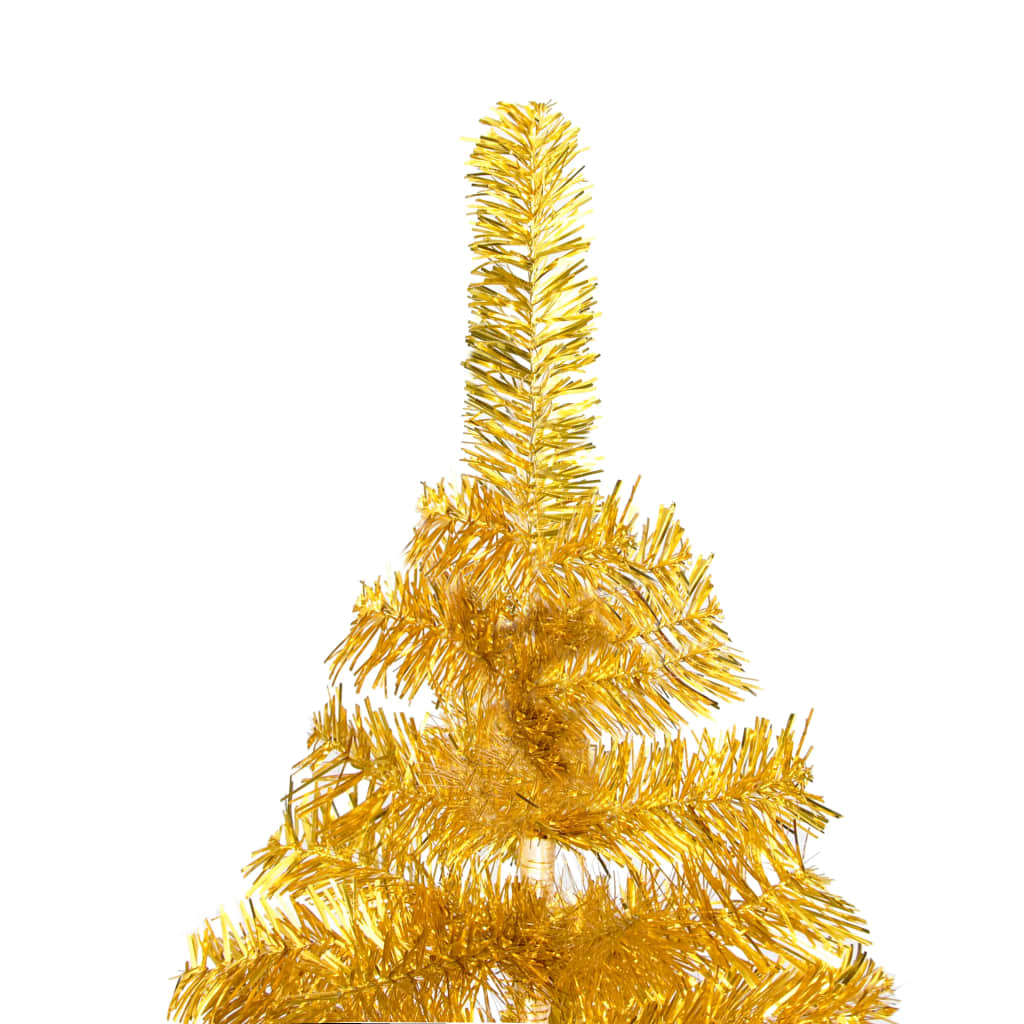 Artificial Pre-lit Christmas Tree with Stand Gold 150 cm PET