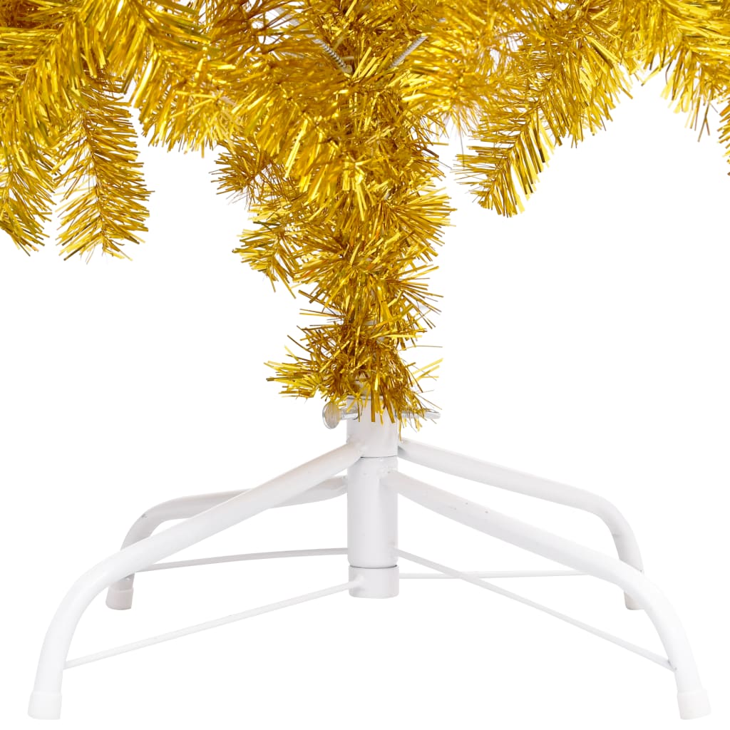 Artificial Pre-lit Christmas Tree with Stand Gold 150 cm PET