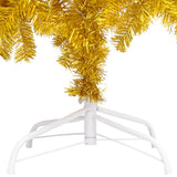 Artificial Pre-lit Christmas Tree with Stand Gold 150 cm PET