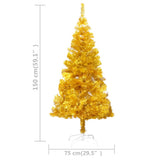 Artificial Pre-lit Christmas Tree with Stand Gold 150 cm PET