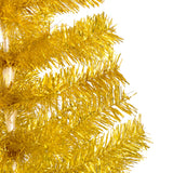 Artificial Pre-lit Christmas Tree with Stand Gold 180 cm PET - Top-Down View