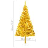 Artificial Pre-lit Christmas Tree with Stand Gold 180 cm PET - Low Angle