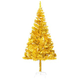 Artificial Pre-lit Christmas Tree with Stand Gold 240 cm PET - Front View