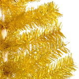 Artificial Pre-lit Christmas Tree with Stand Gold 240 cm PET - Side View