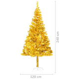 Artificial Pre-lit Christmas Tree with Stand Gold 240 cm PET - Close-Up Angle