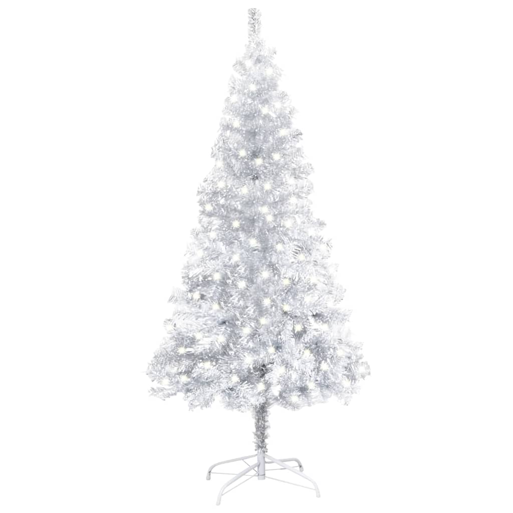 Artificial Pre-lit Christmas Tree with Stand Silver 120 cm PET