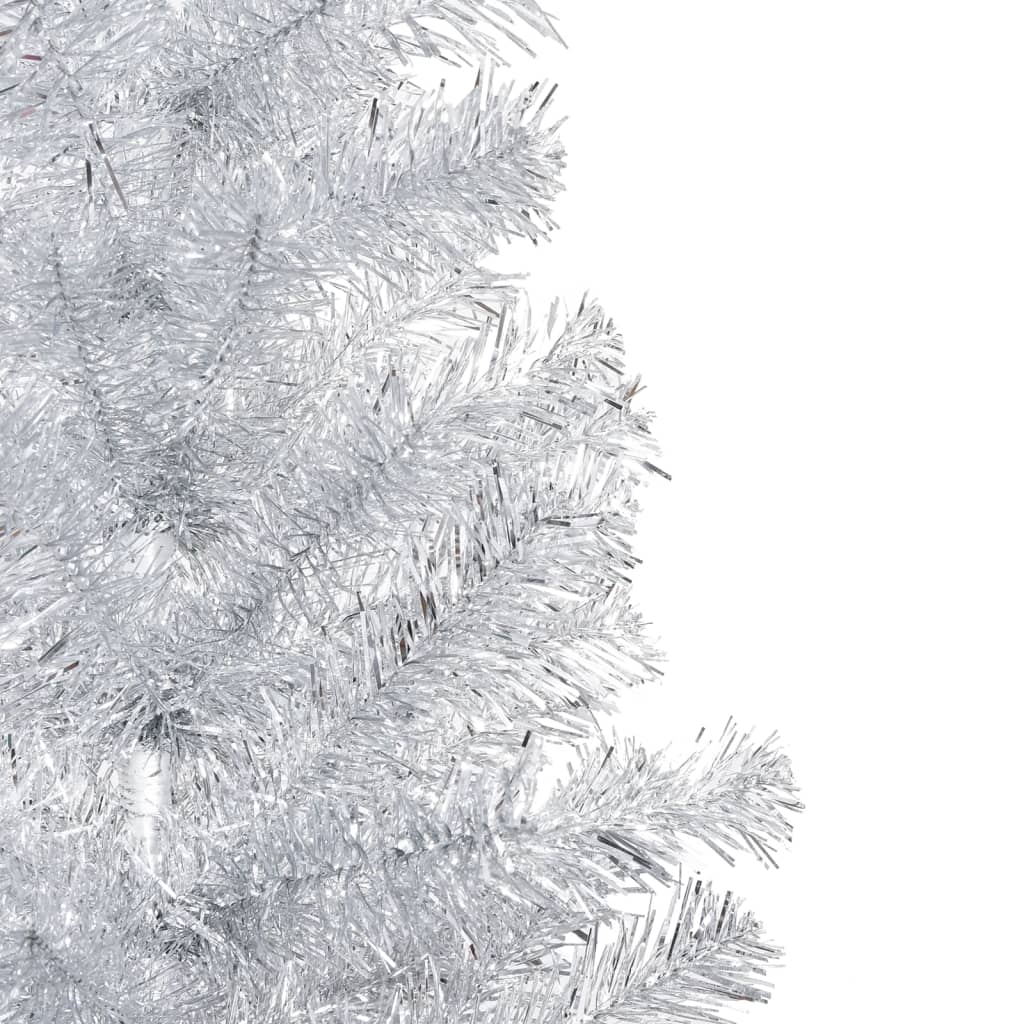 Artificial Pre-lit Christmas Tree with Stand Silver 150 cm PET
