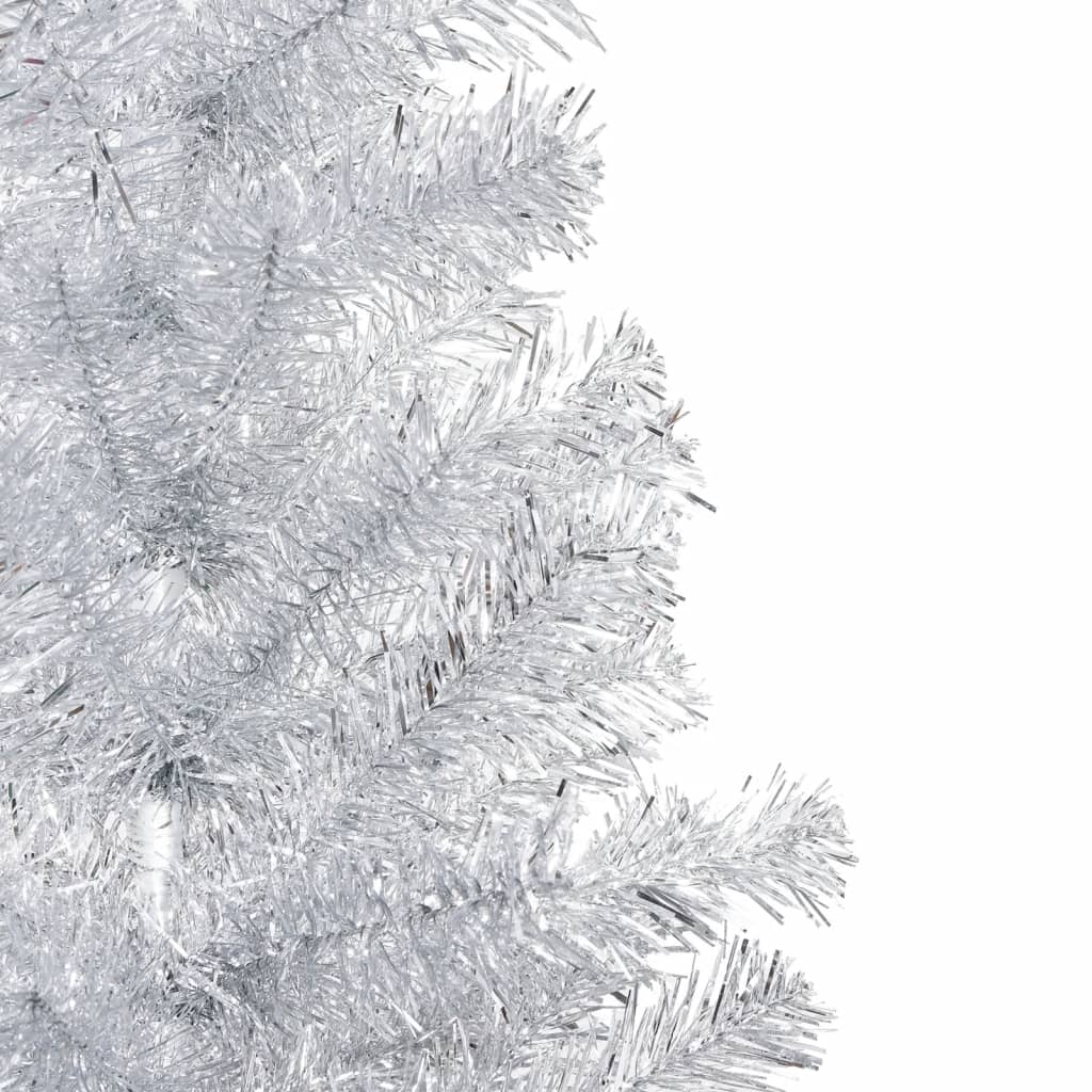 Artificial Pre-lit Christmas Tree with Stand Silver 180 cm PET
