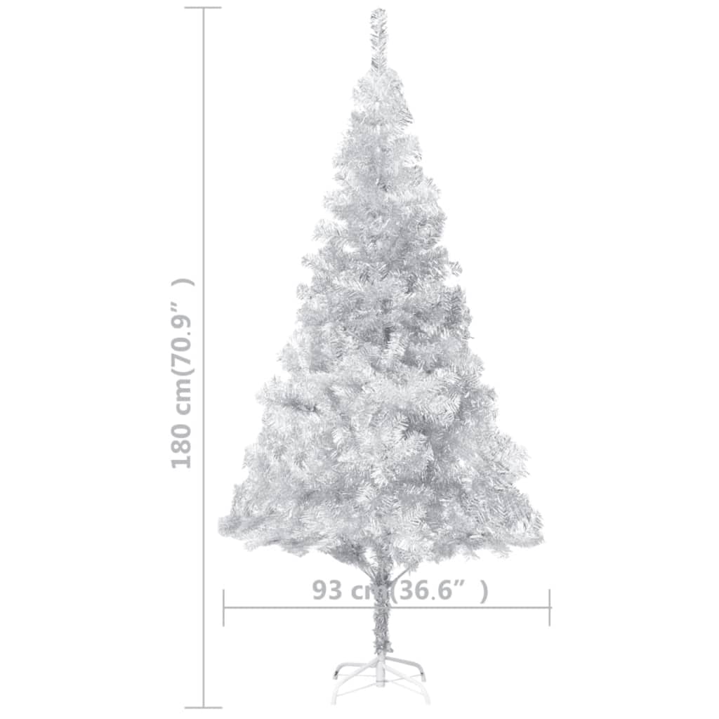 Artificial Pre-lit Christmas Tree with Stand Silver 180 cm PET
