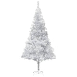 Artificial Pre-lit Christmas Tree with Stand Silver 240 cm PET - Front View