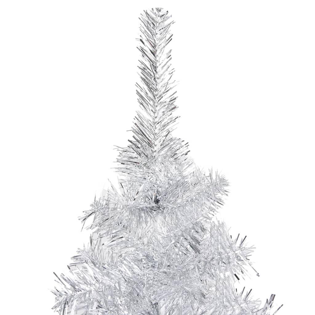 Artificial Pre-lit Christmas Tree with Stand Silver 240 cm PET