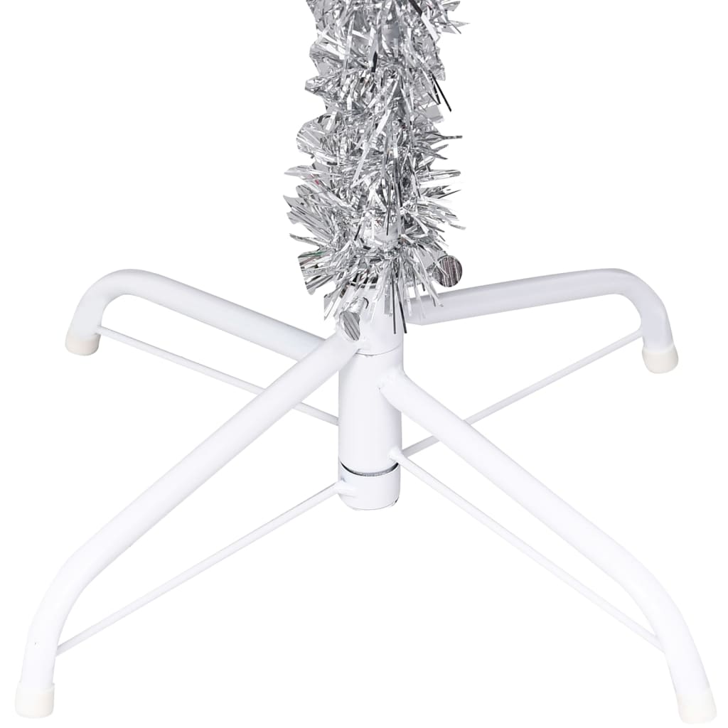 Artificial Pre-lit Christmas Tree with Stand Silver 240 cm PET