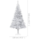 Artificial Pre-lit Christmas Tree with Stand Silver 240 cm PET - Close-Up Angle