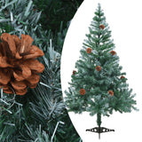 Frosted Pre-lit Christmas Tree with Pinecones 150 cm - Front View
