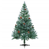 Frosted Pre-lit Christmas Tree with Pinecones 150 cm - Side View