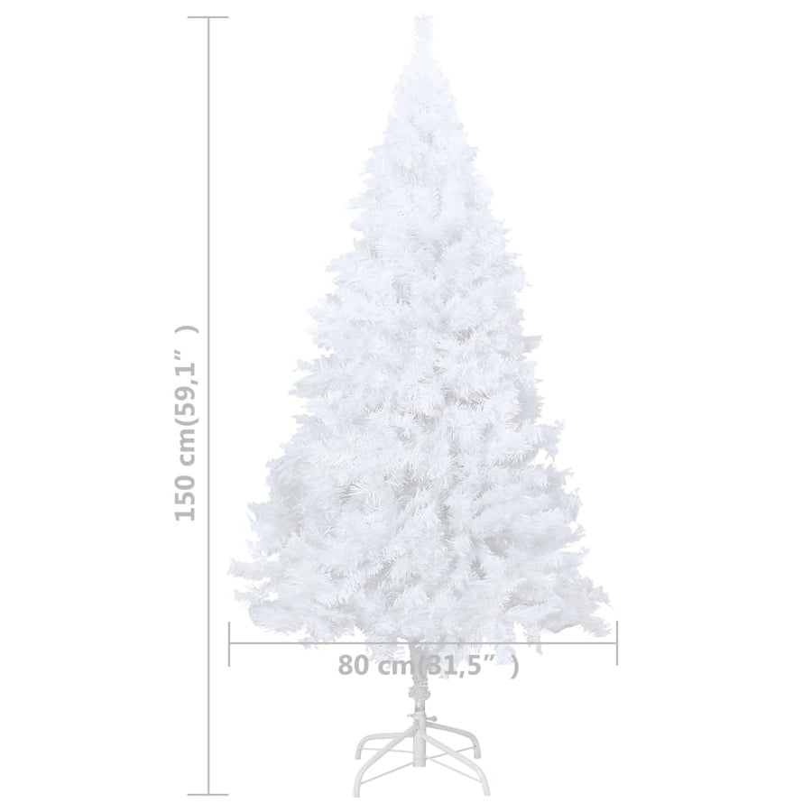 Artificial Pre-lit Christmas Tree Thick Branches White 150 cm