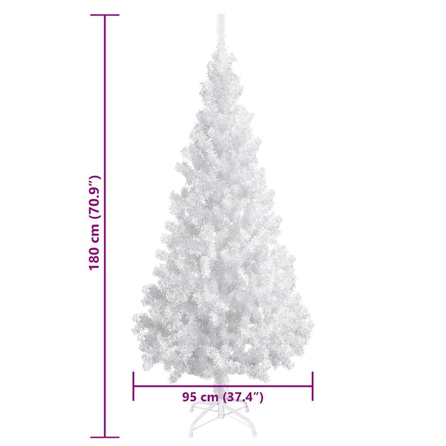 Artificial Pre-lit Christmas Tree Thick Branches White 180 cm