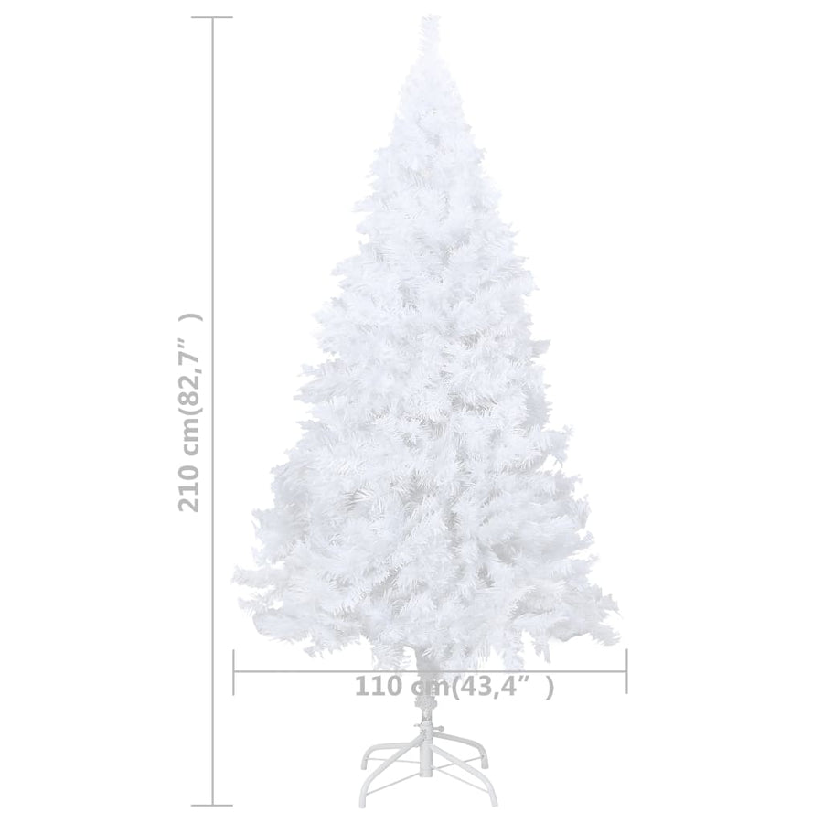 Artificial Pre-lit Christmas Tree Thick Branches White 210 cm