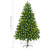 Artificial Pre-lit Christmas Tree 210 cm Green - Close-Up Angle