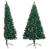 Artificial Half Pre-lit Christmas Tree with Ball Set Green 210 cm - Side View