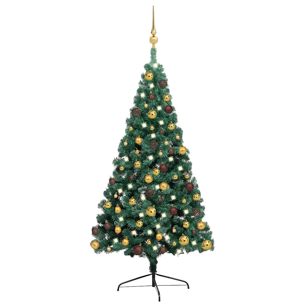 Artificial Half Pre-lit Christmas Tree with Ball Set Green 240 cm