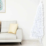 Artificial Half Pre-lit Christmas Tree with Ball Set White 120 cm - Front View