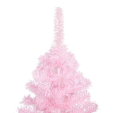 Artificial Pre-lit Christmas Tree with Ball Set Pink 180 cm PVC - Top-Down View