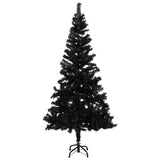 Artificial Pre-lit Christmas Tree with Ball Set Black 150 cm PVC - Front View