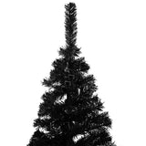 Artificial Pre-lit Christmas Tree with Ball Set Black 180 cm PVC - Side View
