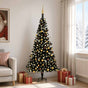 Artificial Pre-lit Christmas Tree with Ball Set Black 210cm PVC