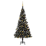 Artificial Pre-lit Christmas Tree with Ball Set Black 210cm PVC