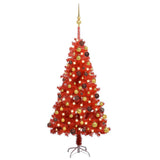 Artificial Pre-lit Christmas Tree with Ball Set Red 120 cm PVC
